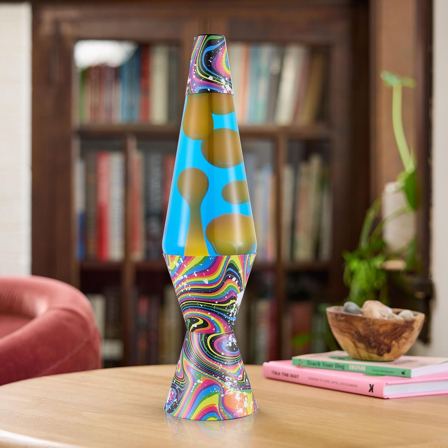 imageLava The Original Lamp 145quot Splattered Distortion Classic Liquid Motion Lamp Orange Wax and Blue Liquid Item 2427 Amazon Exclusive