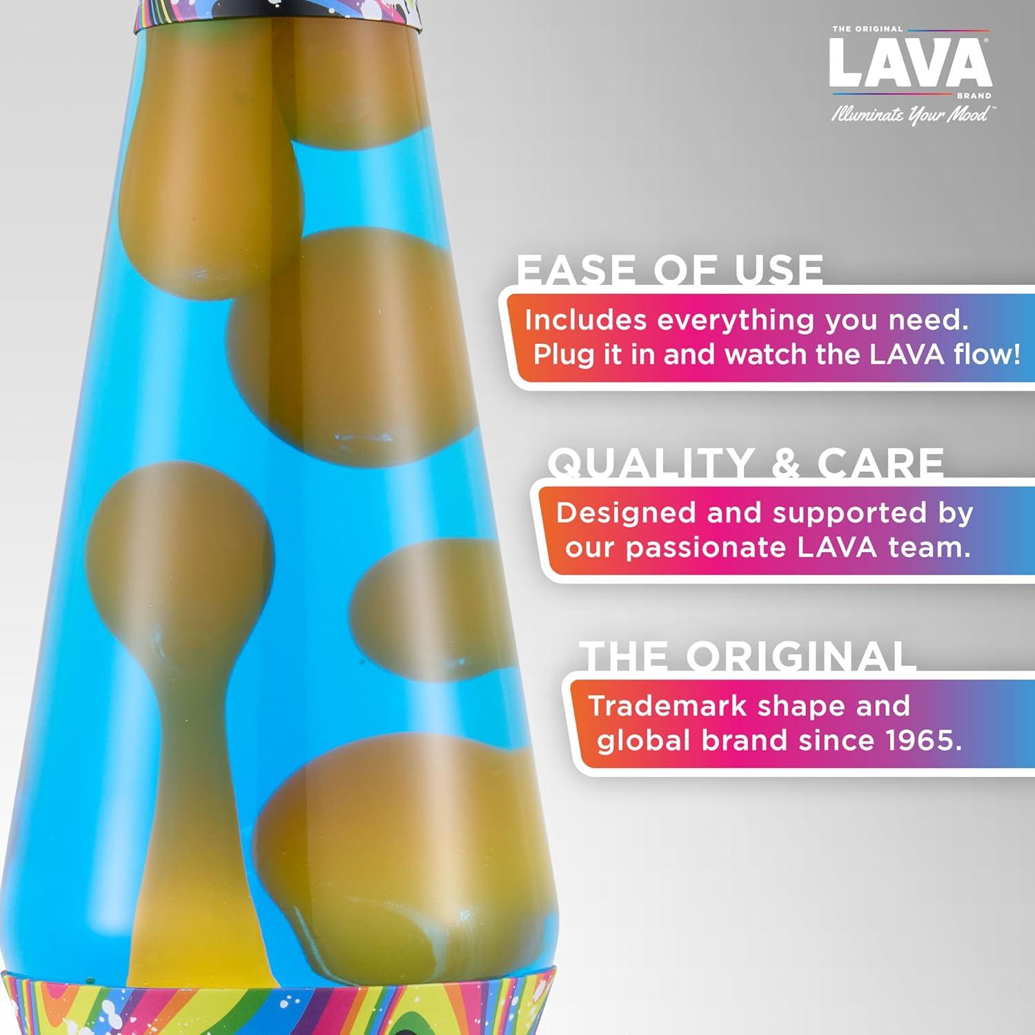 imageLava The Original Lamp 145quot Splattered Distortion Classic Liquid Motion Lamp Orange Wax and Blue Liquid Item 2427 Amazon Exclusive