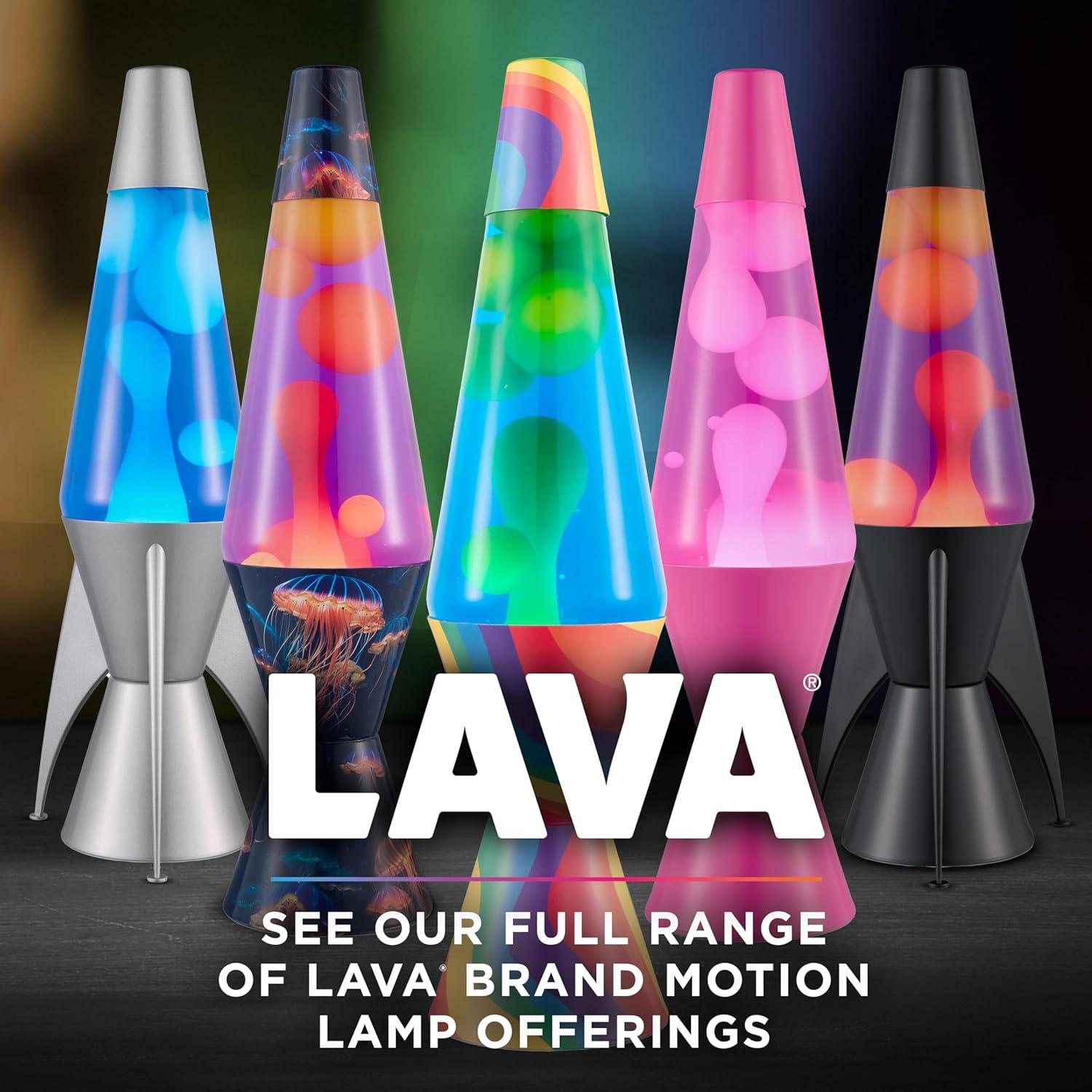 imageLava The Original Lamp 145quot Splattered Distortion Classic Liquid Motion Lamp Orange Wax and Blue Liquid Item 2427 Amazon Exclusive