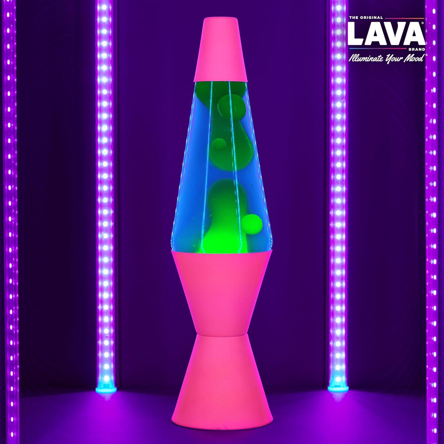 imageThe Original Lava Lamp 145quot Techno Chrome Classic Liquid Motion Lamp Pink Lava and Blue Liquid Item 2097 Amazon ExclusivePink