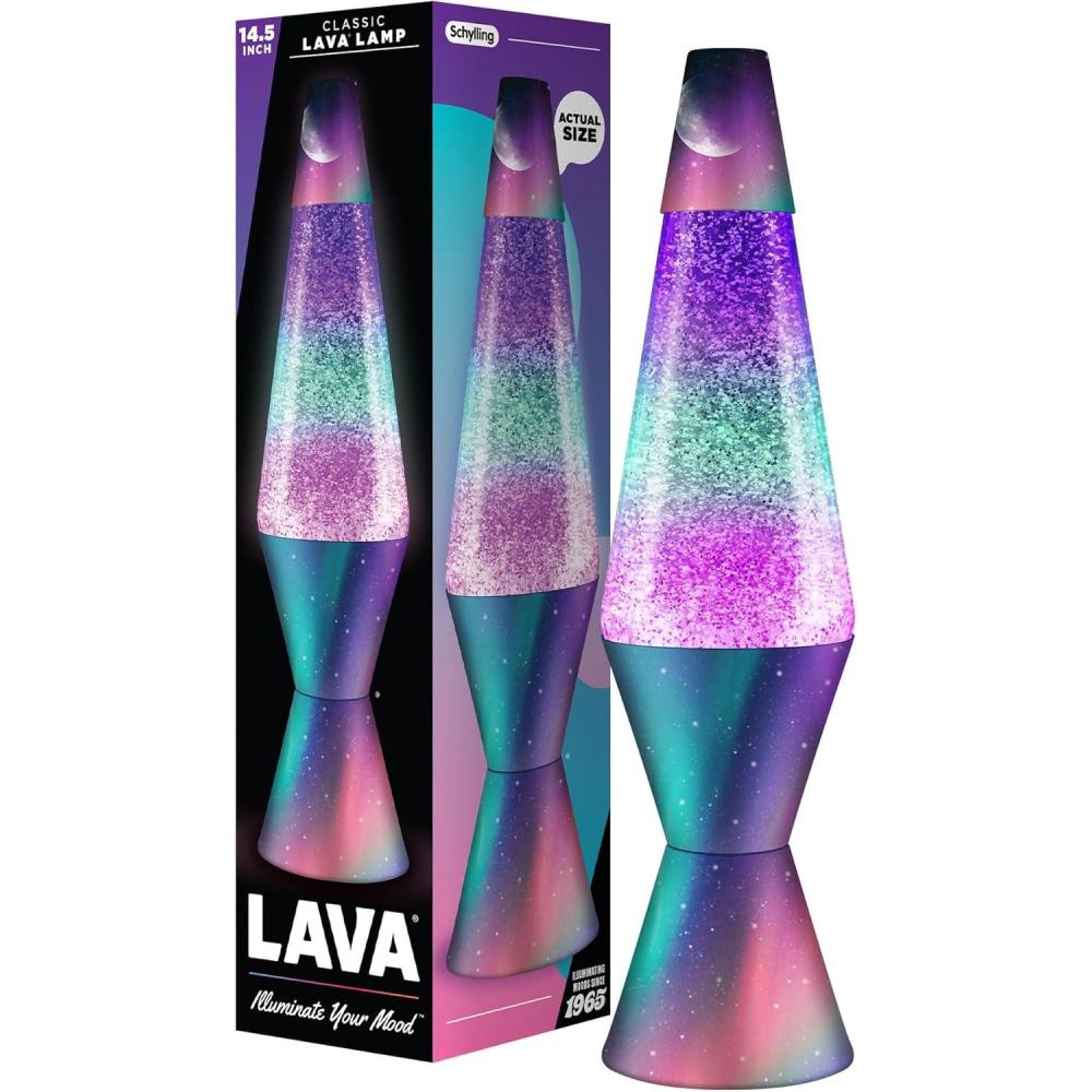 imageLava Lamp 145quot Polar Glimmer The Original Motion Light Silver Glitter Multicolor Base and Globe Item 2048 Amazon Exclusive