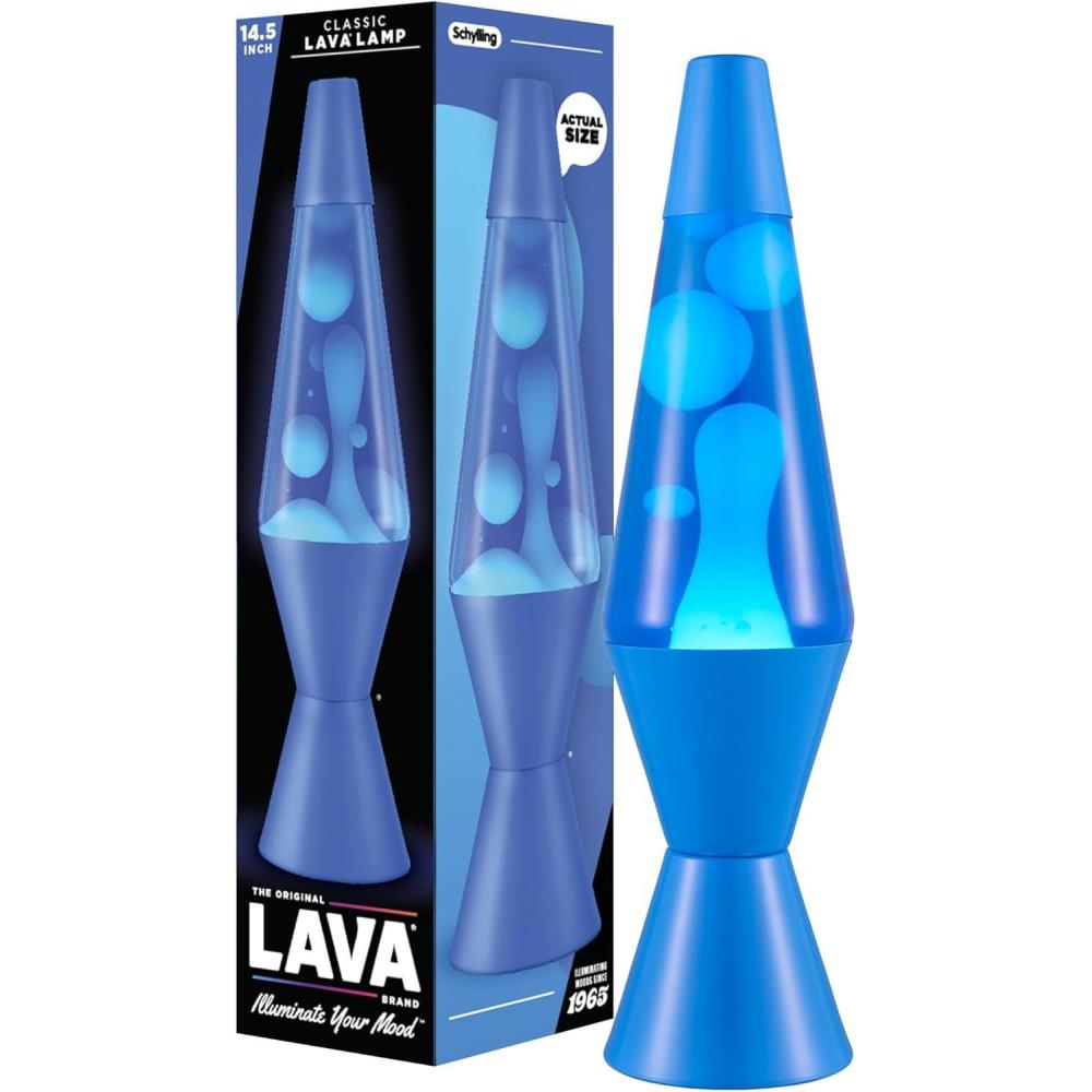 imageLava The Original Lamp New 145quot Cerulean Blue Classic Liquid Motion Lamp White Wax and Blue Liquid Item 2362 Amazon Exclusive
