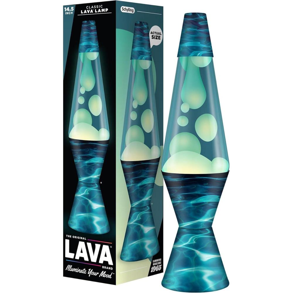 imageThe Original Lava Lamp 145quot Night Swim Classic Liquid Motion Lamp White Wax and Blue Liquid Item 2095 Amazon Exclusive