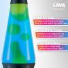 Lava® Lamp – 14.5” Vinyl Record Grooved Base – The Original Motion Light – Yellow Wax and Orange Liquid – Item #2017(Blue)