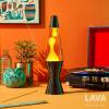 Lava® Lamp – 14.5” Vinyl Record Grooved Base – The Original Motion Light – Yellow Wax and Orange Liquid – Item #2017(Yellow)