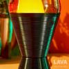 Lava® Lamp – 14.5” Vinyl Record Grooved Base – The Original Motion Light – Yellow Wax and Orange Liquid – Item #2017(Yellow)