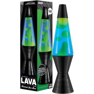 Lava® Lamp – 14.5” Vinyl Record Grooved Base – The Original Motion Light – Yellow Wax and Orange Liquid – Item #2017(Blue)