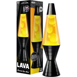 Lava® Lamp – 14.5” Vinyl Record Grooved Base – The Original Motion Light – Yellow Wax and Orange Liquid – Item #2017(Yellow)