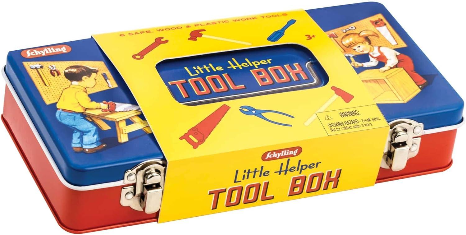 imageSchylling Toy Tin Tool Box with Tools Metal Case Including 6 Tools Ages 3