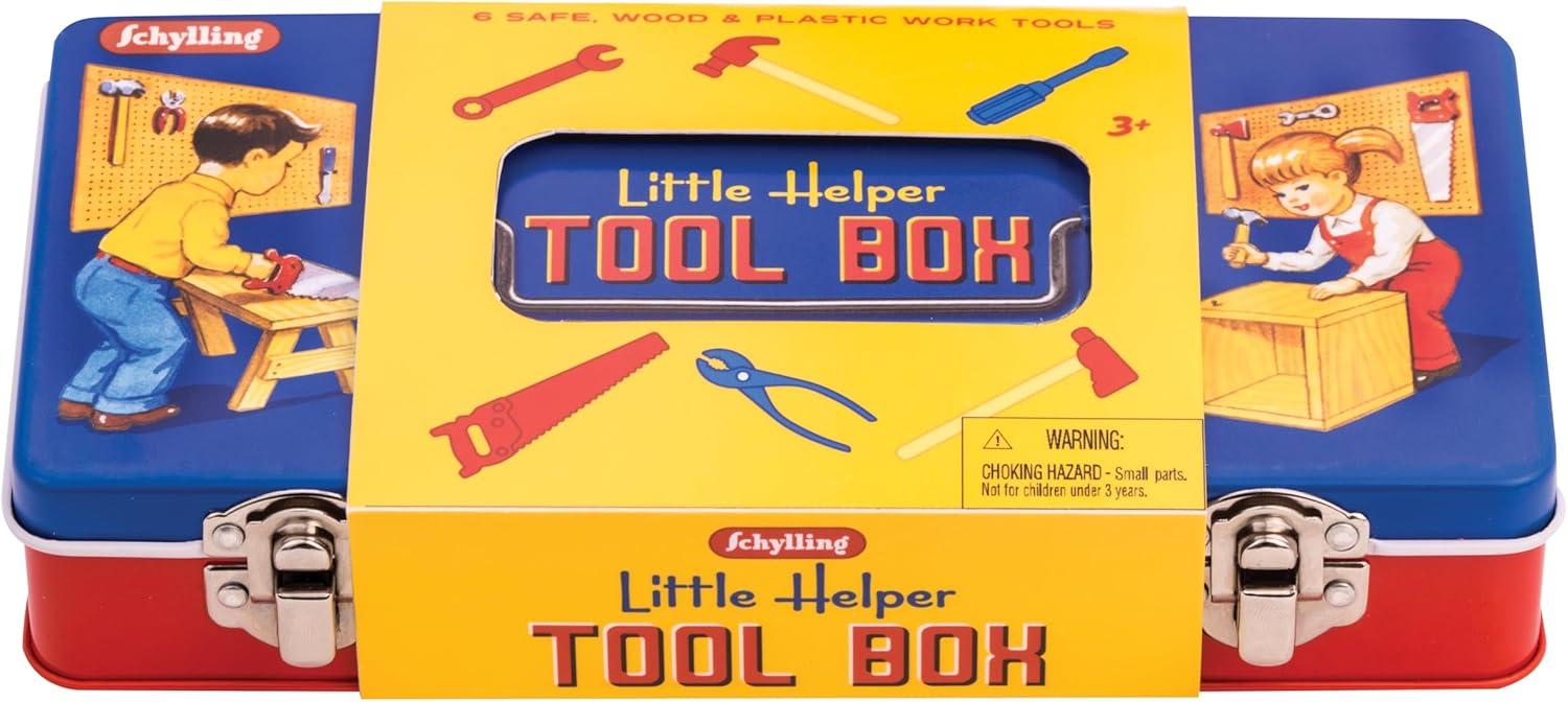 imageSchylling Toy Tin Tool Box with Tools Metal Case Including 6 Tools Ages 3