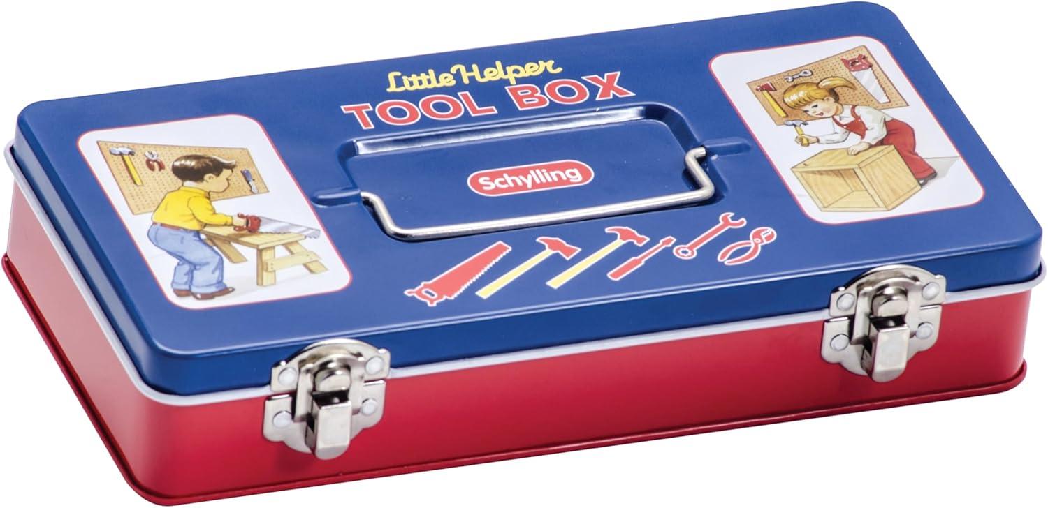 imageSchylling Toy Tin Tool Box with Tools Metal Case Including 6 Tools Ages 3