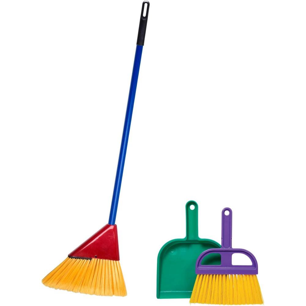 imageSchylling Childrens Broom Set Kids Pretend Play Cleaning Kit Includes Broom Dustpan and Brush Ages 3 and UpJunior Helper Broom