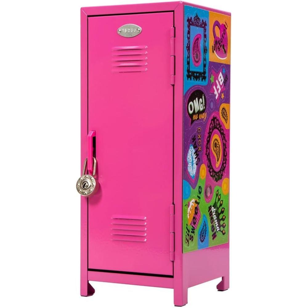 imageSchylling Girls Talk Pink Mini Locker  1125quot Decorative Metal Storage Locker with 17 MixandMatch Magnets Lock and Keys  Ages 412