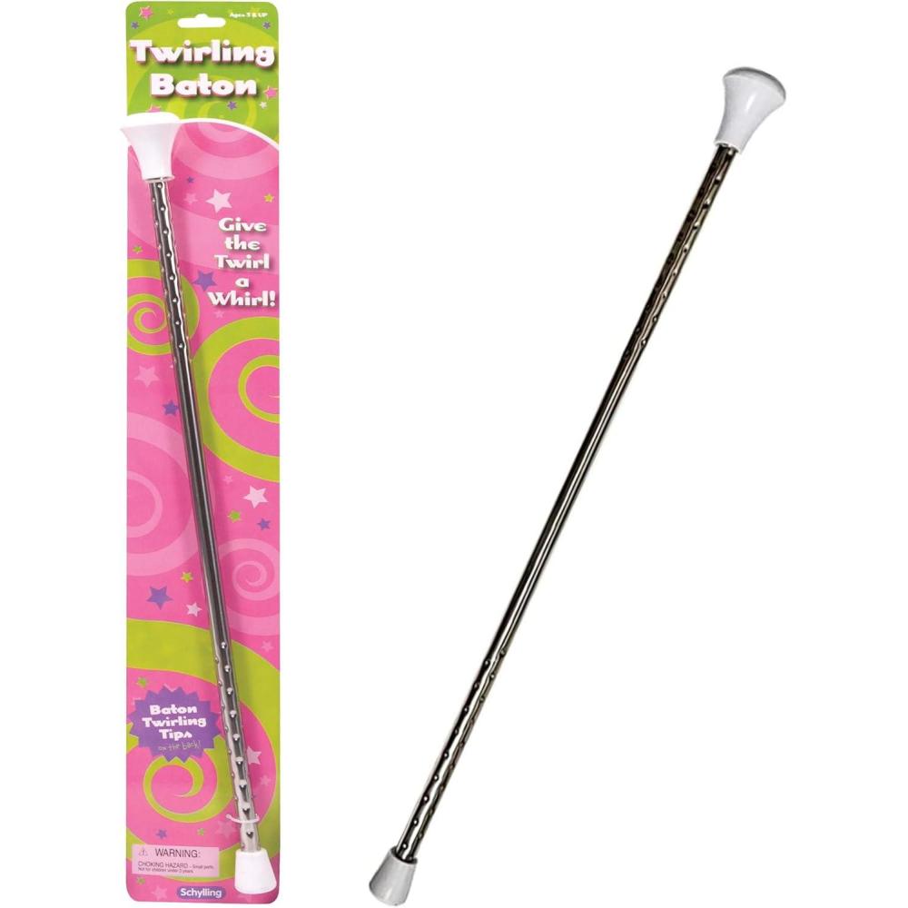 imageSchylling Twirling Baton  Metal Kids Baton  Rubberized Ends in Assorted Pink White and Purple Colors  Ages 3 and Up  One Baton