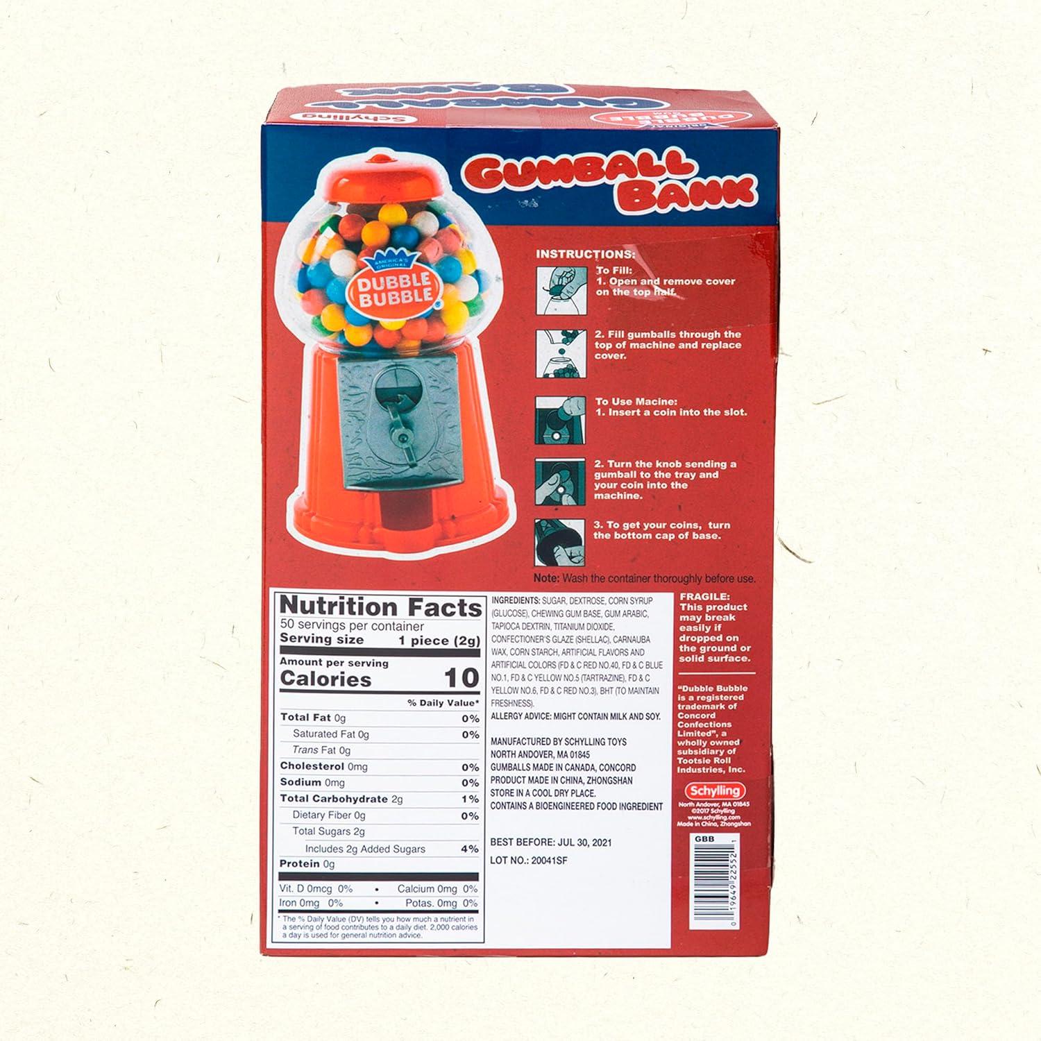 imageSchylling Brand Classic Retro Gumball Coin Bank 85quot Tall Includes 45 Dubble Bubble Gumballs Ages 3