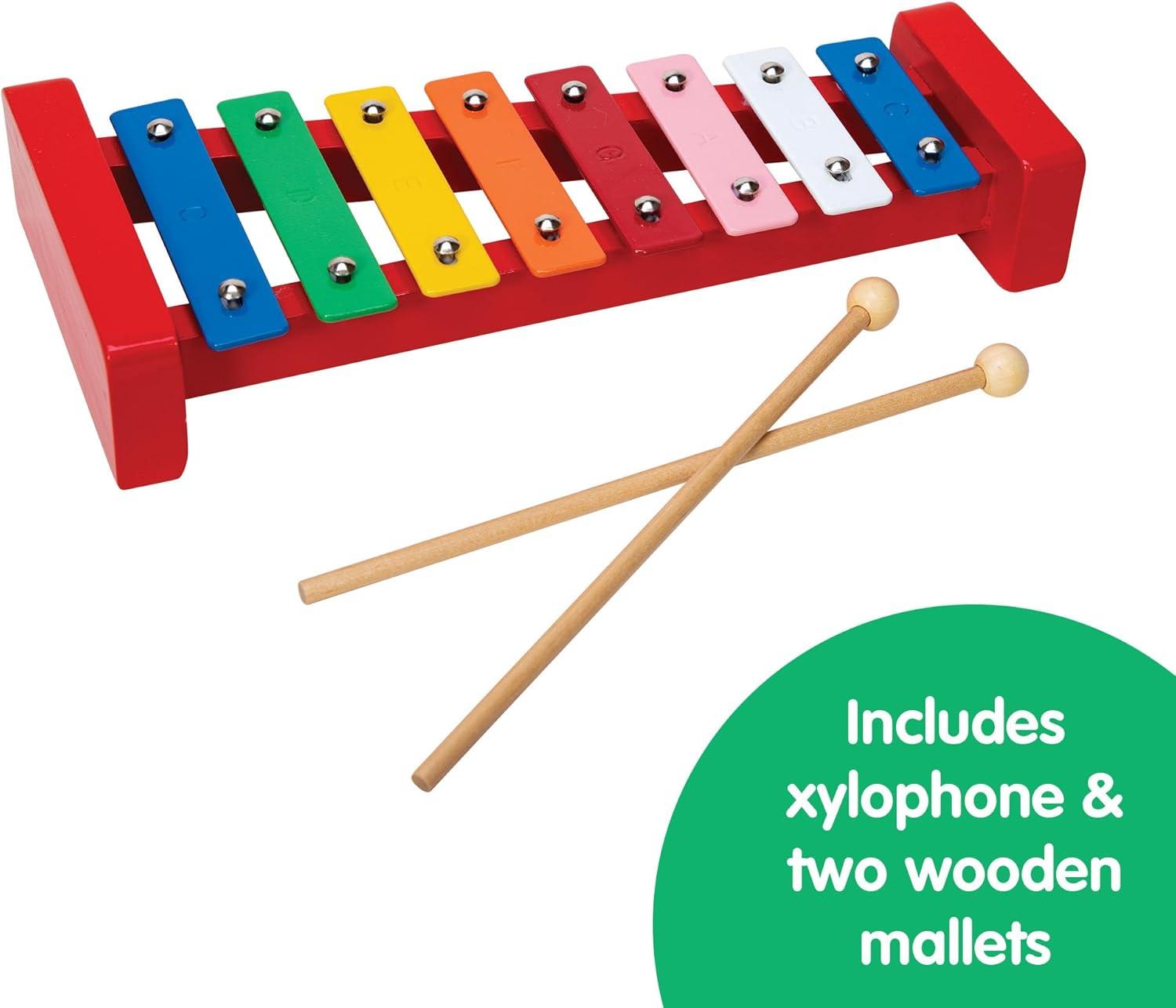 imageSchylling Wooden Xylophone Colorful Kids Instrument Includes Wooden Mallets and Embossed Metal Keys Ages 3 and Up