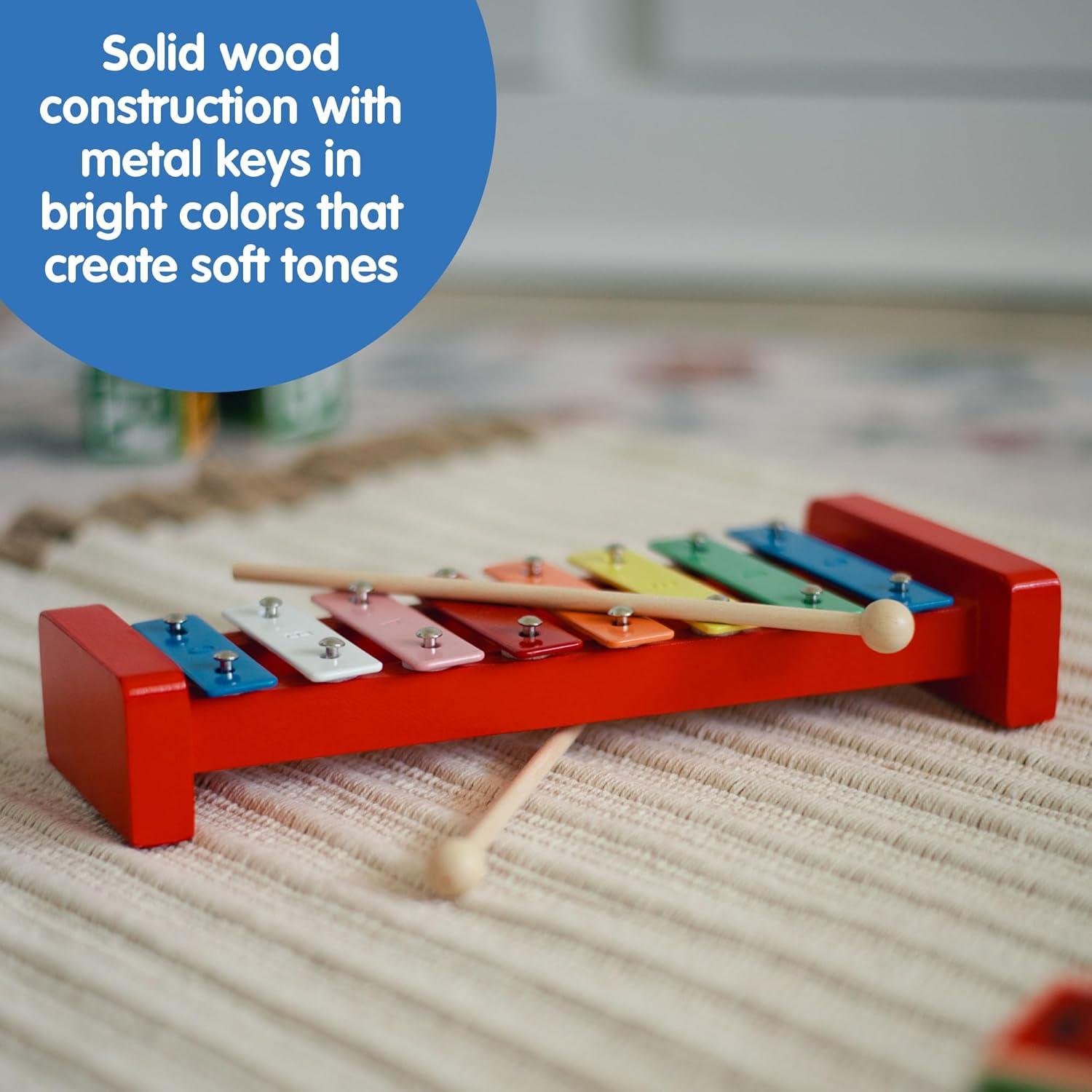 imageSchylling Wooden Xylophone Colorful Kids Instrument Includes Wooden Mallets and Embossed Metal Keys Ages 3 and Up