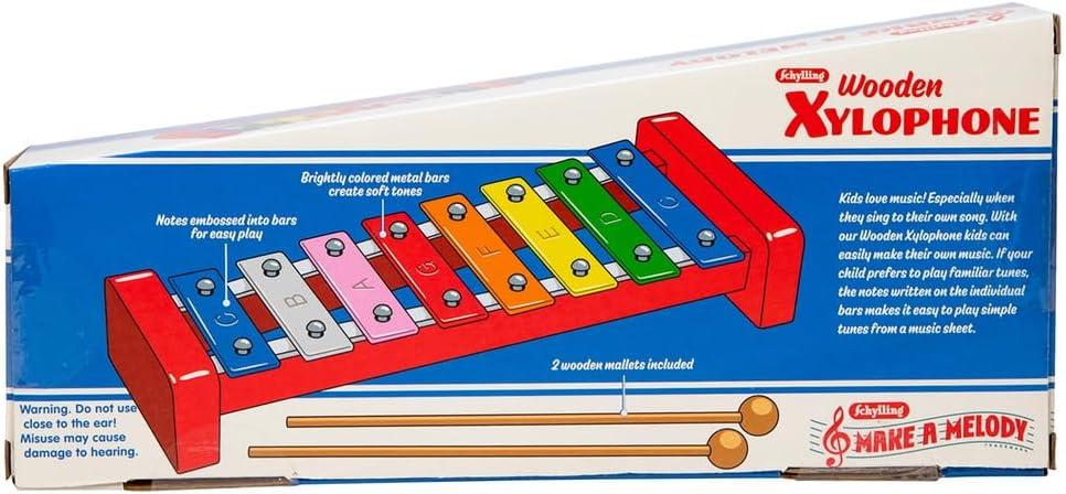 imageSchylling Wooden Xylophone Colorful Kids Instrument Includes Wooden Mallets and Embossed Metal Keys Ages 3 and Up