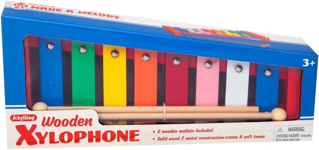 imageSchylling Wooden Xylophone Colorful Kids Instrument Includes Wooden Mallets and Embossed Metal Keys Ages 3 and Up