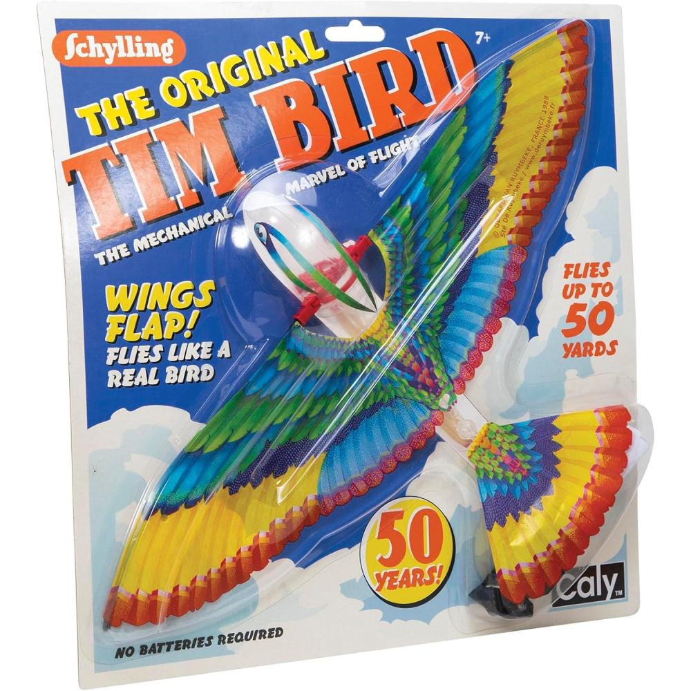 imageSchylling Tim Bird Flying Toy RubberbandPowered Mechanical Bird that Really Flies Wings Flap and Flies 50 Feet Ages 7 and Up1 Count Pack of 1