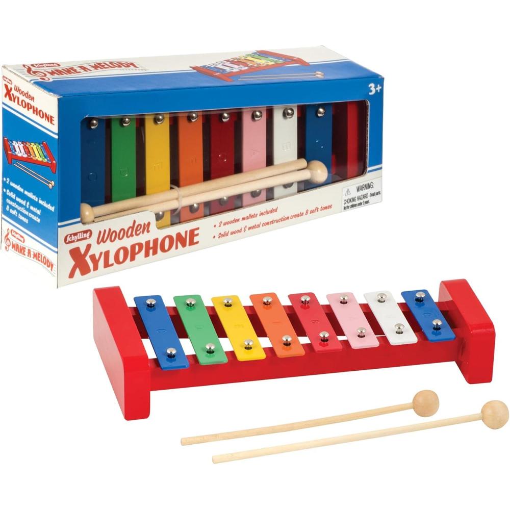 imageSchylling Wooden Xylophone Colorful Kids Instrument Includes Wooden Mallets and Embossed Metal Keys Ages 3 and Up