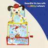 Schylling Polka Puppy Jack in the Box – Classic Children’s Musical Toy that Dances – Colorful Embossed Tin Box and Lovable Puppy Plush – Age 18 months and Up