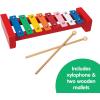 Schylling Wooden Xylophone – Colorful Kids Instrument – Includes Wooden Mallets and Embossed Metal Keys – Ages 3 and Up