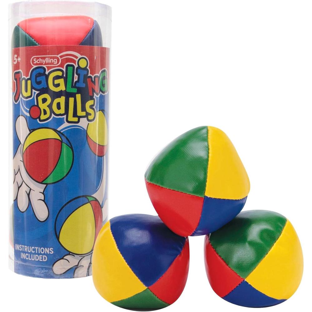 imageSchylling Classic Juggling Balls Colorful Vinyl TossandCatch Balls with Bead Filling Includes 3 Balls and Instructions Ages 5 and Up Three Piece Set
