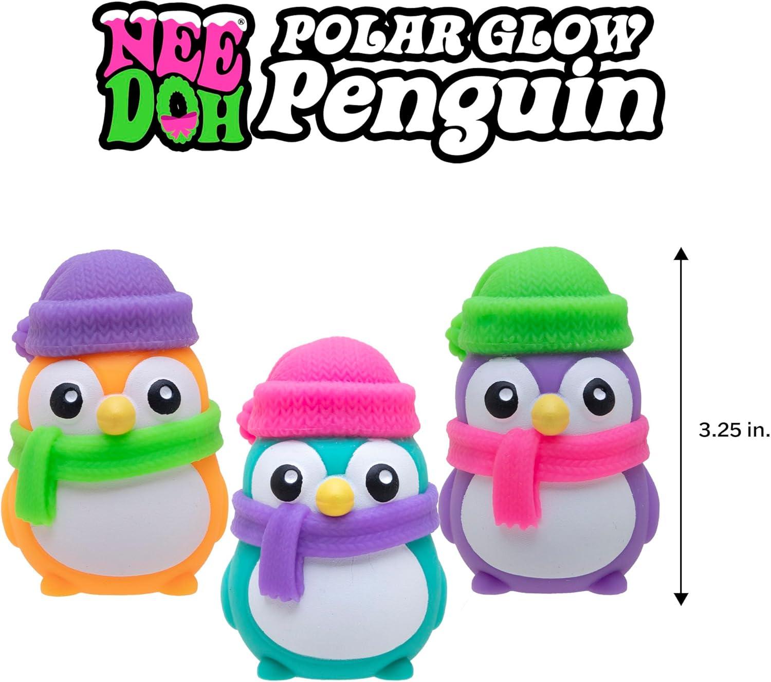 imageSchylling NeeDoh Polar Glow Penguin  Sensory Squeeze Toy  Assorted Colors Glow in The Dark  Ages 3 Pack of 1