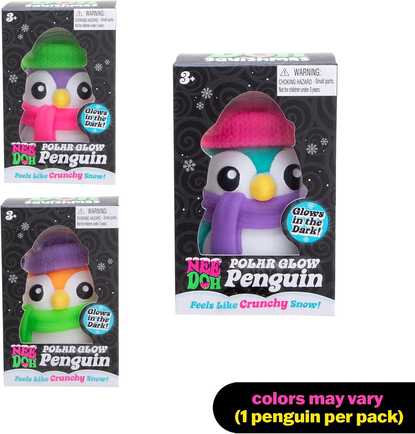 imageSchylling NeeDoh Polar Glow Penguin  Sensory Squeeze Toy  Assorted Colors Glow in The Dark  Ages 3 Pack of 1