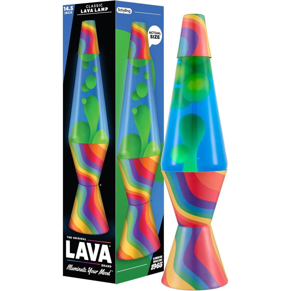 imageLava The Original Lamp 145quot Warped Rainbow Classic Liquid Motion Lamp Yellow Wax and Blue Liquid Item 2713 Amazon Exclusive