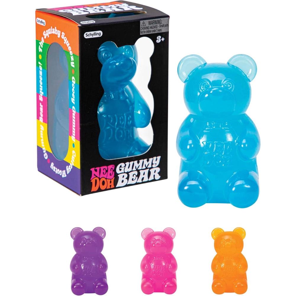 imageSchylling NeeDoh Gummy Bear Sensory Fidget Toy with JellyLike Filling 35quot Tall Colors May Vary Pack of 1