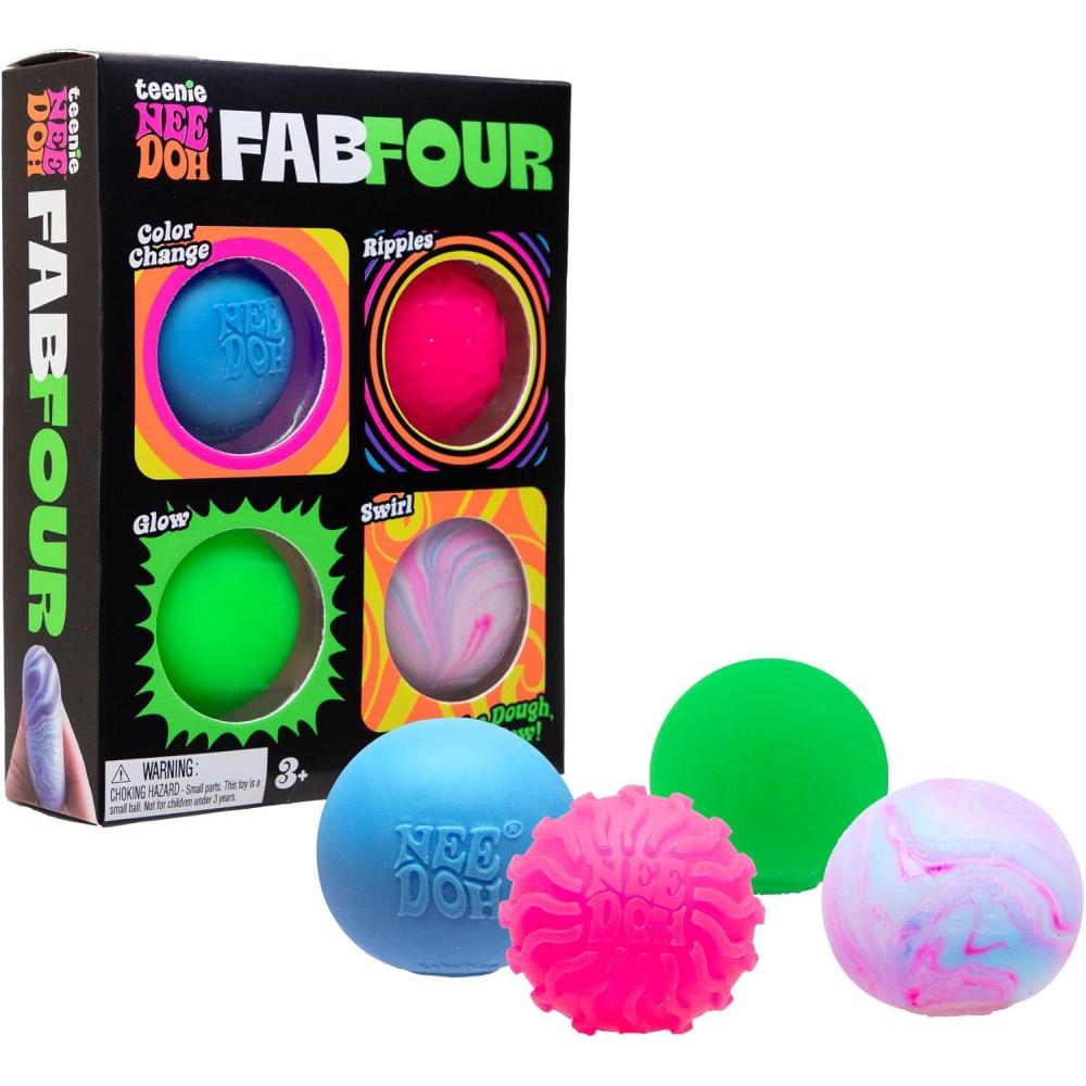 imageSchylling NeeDoh Teenie Fab Four Needoh 4 Pack Sensory Squeeze Toy 15quot in Diameter Colors May Vary