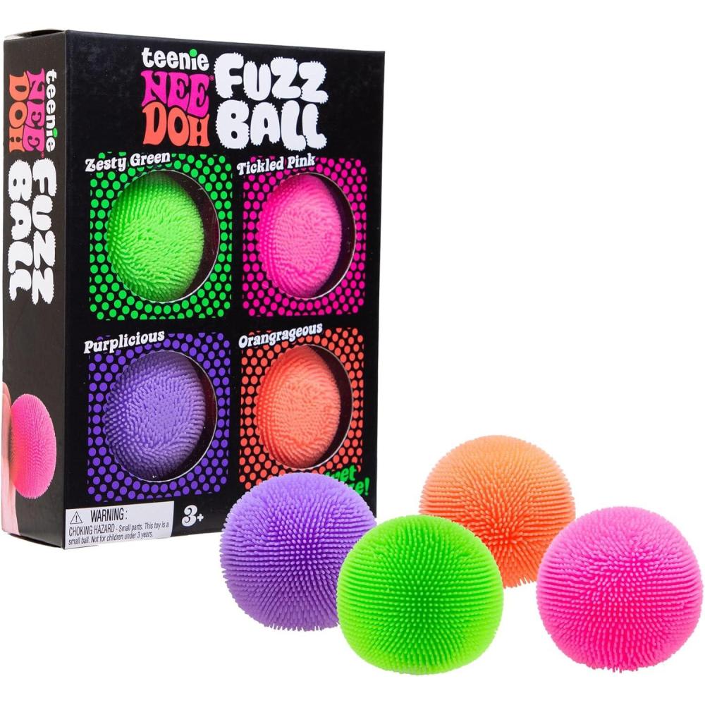 imageSchylling NeeDoh Teenie Needoh Fuzzball 4 Pack Sensory Squeeze Toy 15quot in Diameter Colors May Vary
