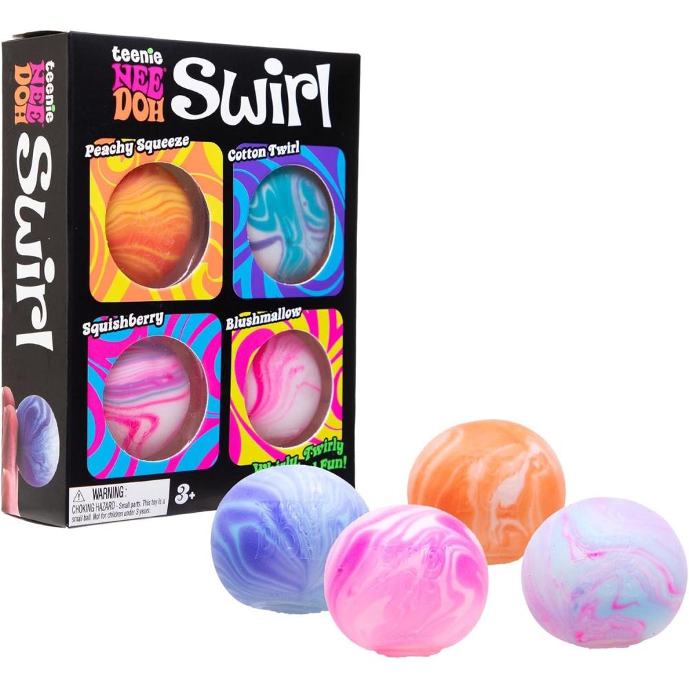 imageSchylling NeeDoh Teenie Swirl 4 Pack Sensory Squeeze Toy 15quot in Diameter Colors May Vary