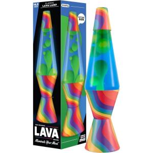 Lava The Original Lamp – 14.5″ Warped Rainbow – Classic Liquid Motion Lamp – Yellow Wax and Blue Liquid – Item #2713 (Amazon Exclusive)