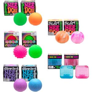 NeeDoh Teenie 10-Pack – 5 Styles of Teenie Squishies- Nice Ice Baby, Original, Swirl, Ripples, Glow – Ages 3 and Up – 10 Teenies Per Pack