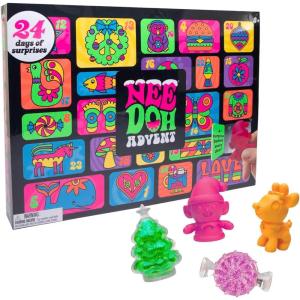 Schylling NeeDoh Advent Calendar – 24 Days of Sensory Surprises – Squishy Toys with Fun Shapes and Textures – Ages 3 and Up – Color May Vary; 24 NeeDoh Toys in One Calendar
