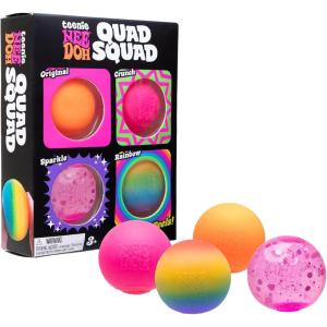 Schylling NeeDoh Teenie Quad Squad Needoh 4 Pack – Sensory Squeeze Toy – 1.5″ in Diameter – Colors May Vary