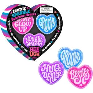 Schylling Needoh Teenie Sparkle Hearts – Sensory Squeeze Toy – Colors May Vary