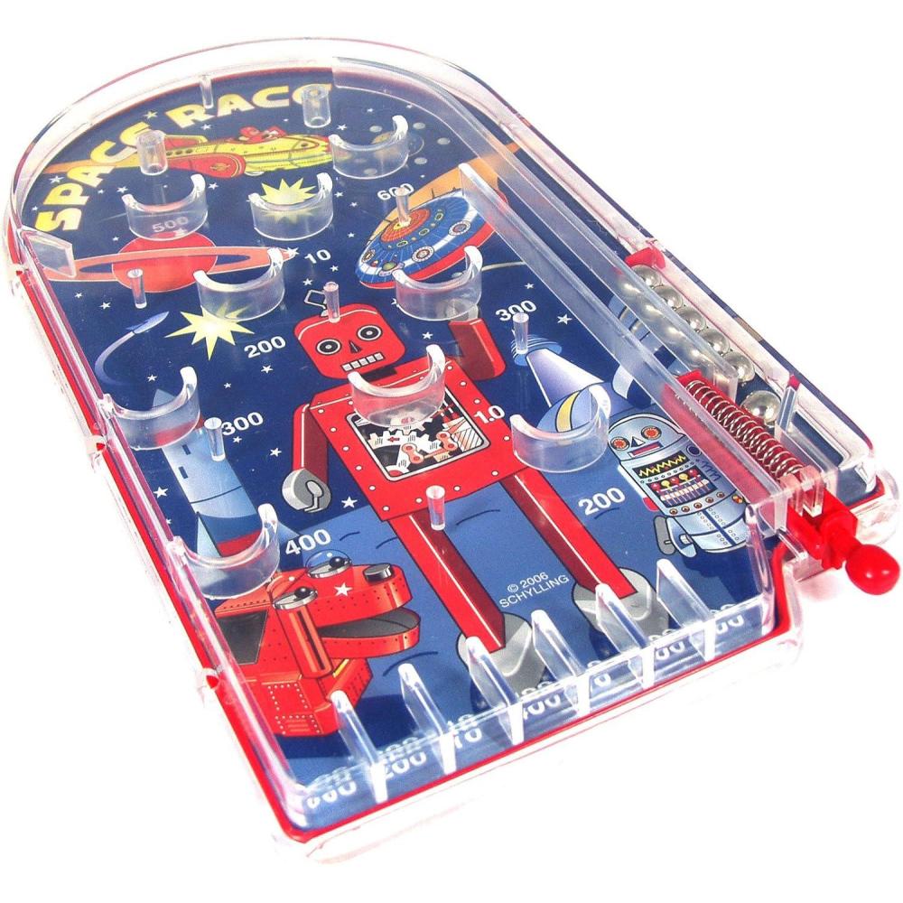 imageSchylling Space Race Pinball Game Portable Retro Pinball Toy Sturdy Construction with Lever Metal Balls and Classic Space Design Ages 3 and Up