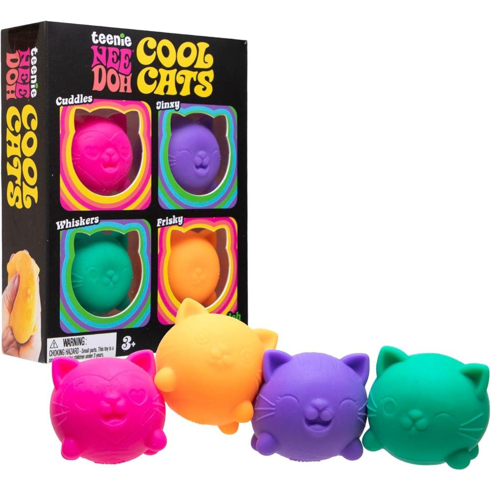 image:imageSchylling NeeDoh Cool Kitten Teenie Needoh 4 Pack Sensory Squeeze Toy 15 in Diameter Colors May Vary