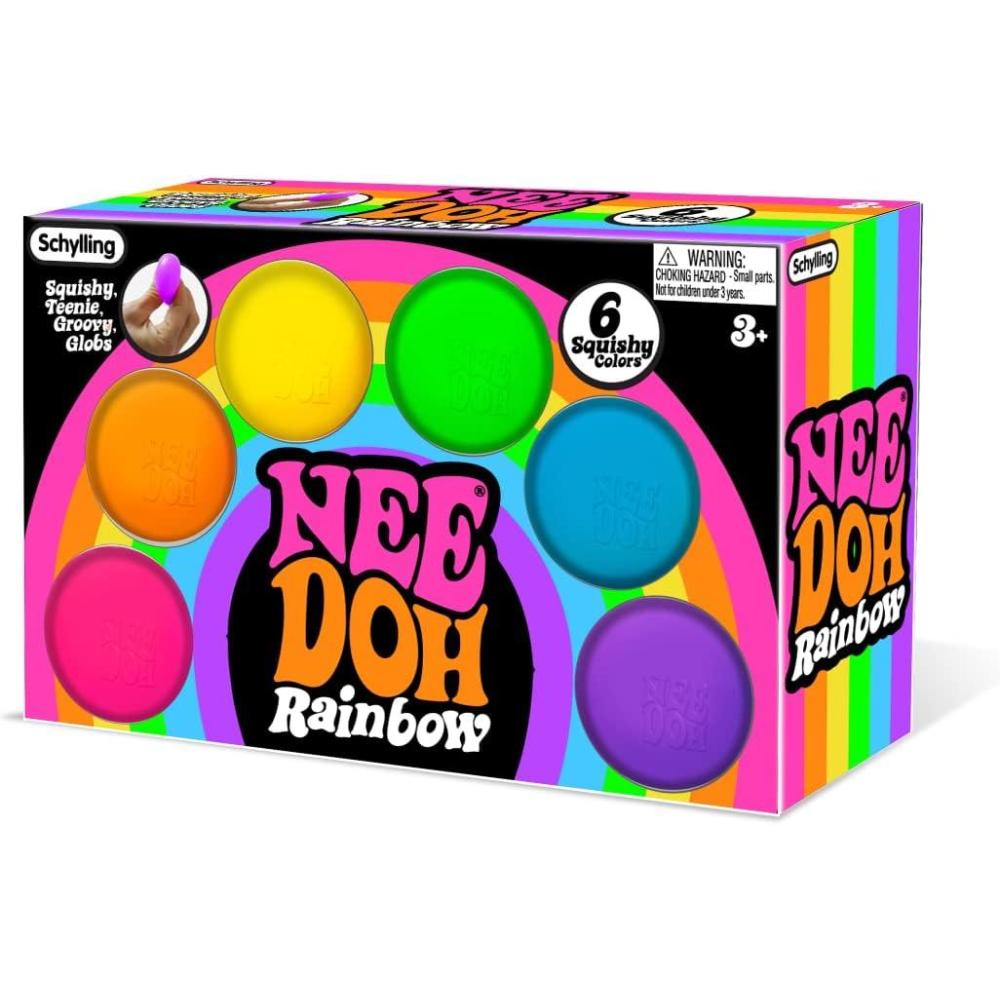 image:imageSchylling NeeDoh Rainboh Teenie  Sensory Squeeze Toy  Contains 6 Mini Groovy Globs  15 Wide  Multicolored1 EA