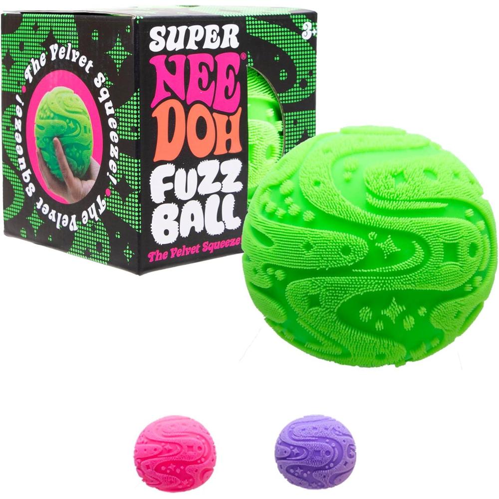 image:imageSchylling Super NeeDoh Fuzzball Stress Ball Fidget Toy  Huge 45 in Diameter  Jumbo Squishy Squeezy Fun  Colors Assorted  Ages 3